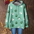 thumbnail image 1 of Hoodies for Women Ndbuld Women's Daily Print Loose Long Sleeved Off Shoulder Hooded Top Sweatshirt Green XL, 1 of 4