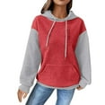 thumbnail image 1 of Hoodies for Women Oversized Drawstrings Lightweight Waffle Hoodie Long Sleeve Casual Hooded Sweatershirt Fall Winter Pullover Tops with Pocket Red XL, 1 of 5