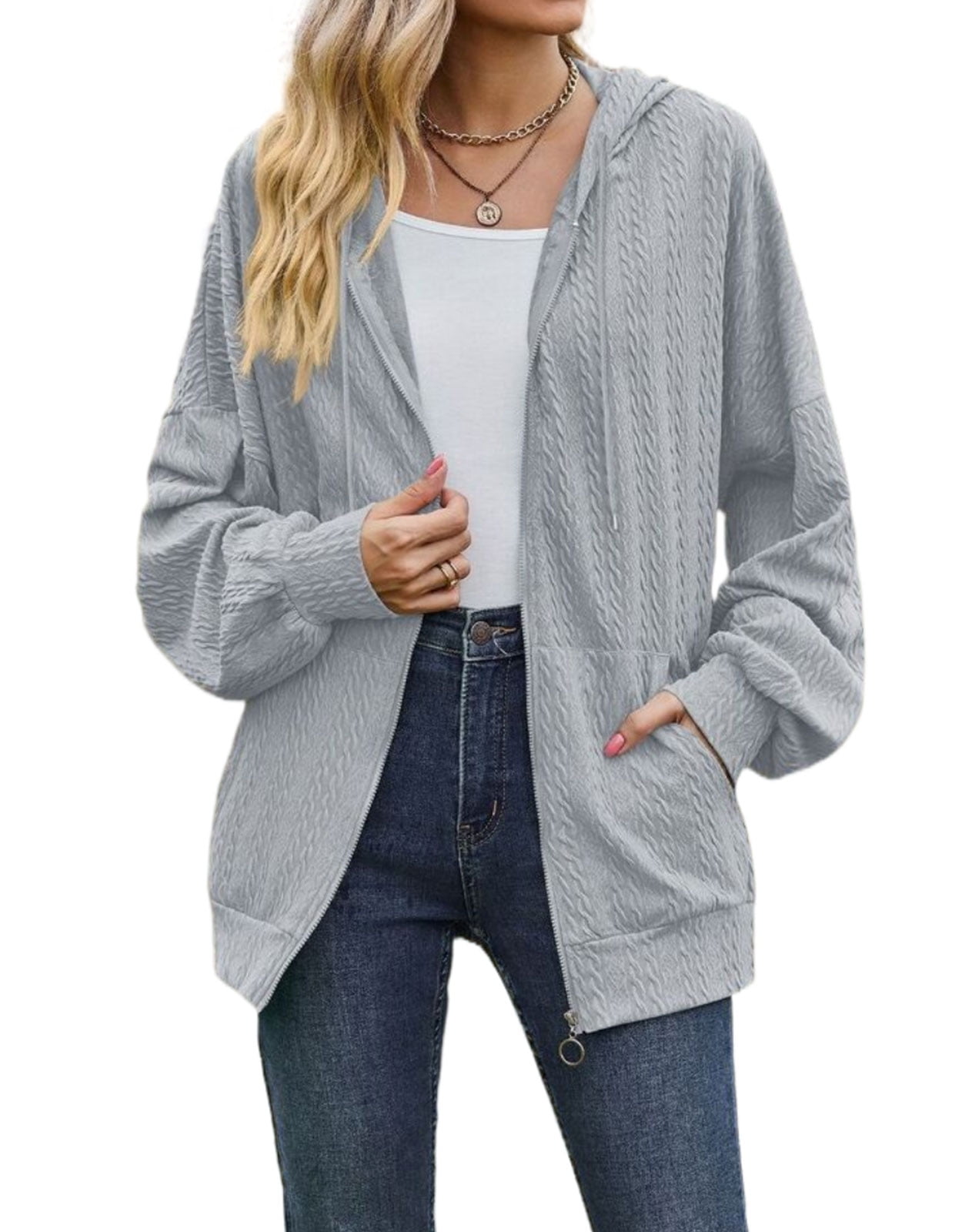 Hoodies for Women Oversized Full Zip Up Hoodie Y2K Long Sleeve Hooded