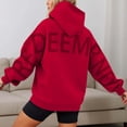 thumbnail image 1 of Hoodies for Women Oversized Letter Print Sweatshirt Long Sleeve Soft Comfy Pullover with Pocket Casual Fall Winter Fashion Clothes ,Red,S, 1 of 6