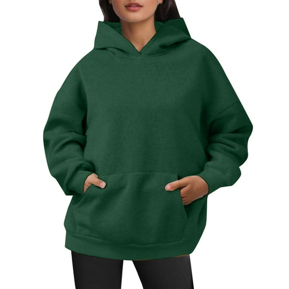 Hoodies for Women,Oversized Sweatshirts Pullover Hoodies Velvet Sweaters Long Sleeve With Pockets for Winter and Fall Outfits,Z03 Green,L