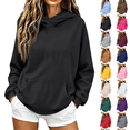thumbnail image 1 of Hoodies for Women Oversized Trendy Fall Sweatshirt Pullover Fleece Long Sleeve Sweaters Winter Y2k Clothes Black M, 1 of 7