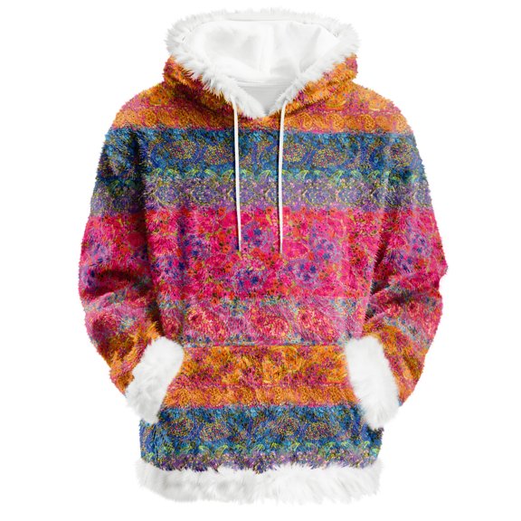 Hoodies for Women Oversized Winter Plush Cute Sweatshirts Pullover Trendy Fall Winter Clothes with Floral Print Flannel,Hot Pink,S