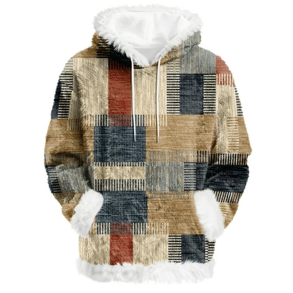 Hoodies for Women Oversized Winter Plush Cute Sweatshirts Pullover Trendy Fall Winter Clothes with Floral Print Flannel,Khaki,XL