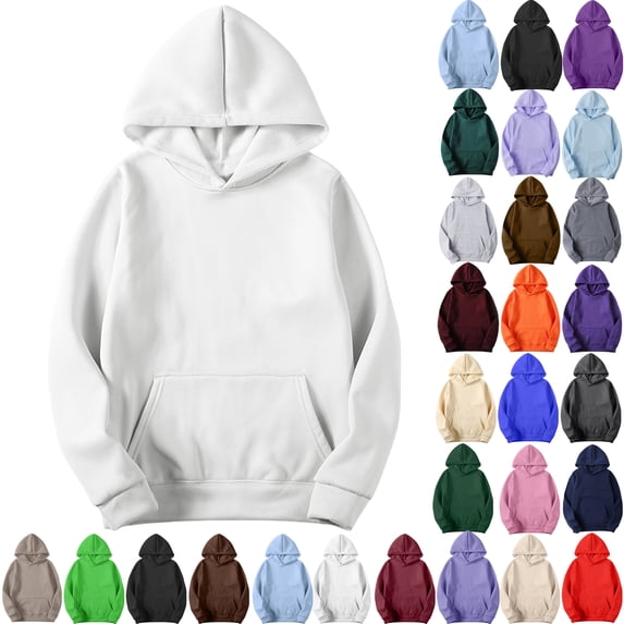Hoodies for Women Plus Size Casual Fashion Solid Long Sleeved Round Neck Sports Streetwear Vintage Hooded Sweatshirt