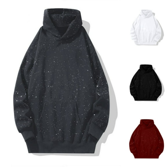 Hoodies for Women Plus Size Starry Sky Solid Color Pullover Sweatshirts 2025 Warm Fall Winter Casual Loose Womens Hooded Sweatshirt Grey M