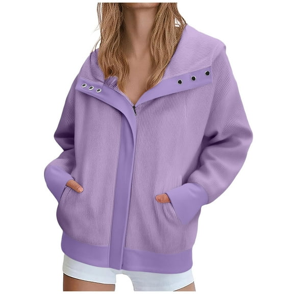 Hoodies for Women Plus Size Zip up Drawstring Solid Long Sleeve Hoodies Sweatshirts Loose Casual Fall Winter Coat Jacket with Pocket