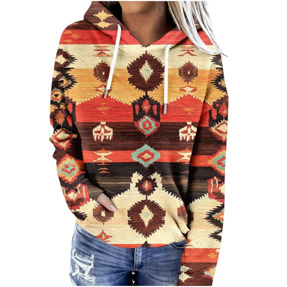 Hoodies for Women Pullover Oversized Fleece Hooded Sweatshirts Vintage Printed Casual Hoodie