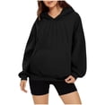 thumbnail image 1 of Hoodies for Women Pullover Pocket Long Sleeve Casual Solid Color Sweatshirt Sport Tops with Drawstring Winter Style, 1 of 7