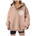 thumbnail image 1 of Hoodies for Women Pullover Winter Loose Fit Hooded Long Sleeve Dolman Off the Shoulder Hoody Graphic Hoodie Cotton Sweatshirts(Khaki,S), 1 of 6