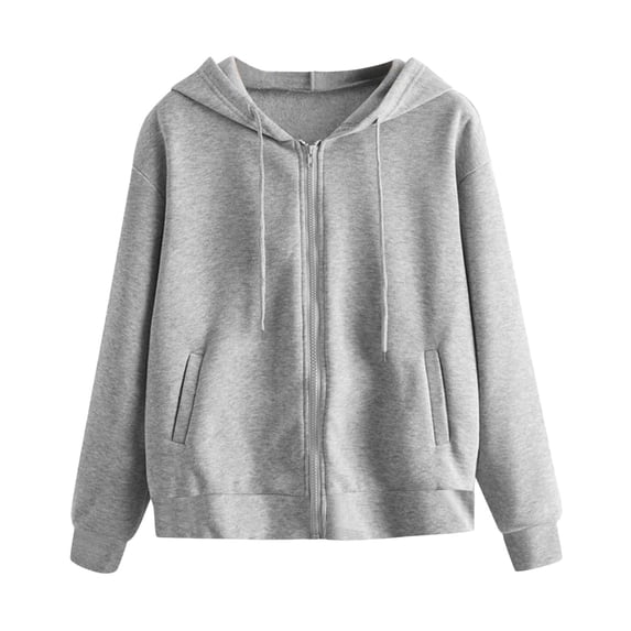 Hoodies for Women Solid Color Long Sleeve Zip Up Pocket Casual Hooded Sweatshirt Tops