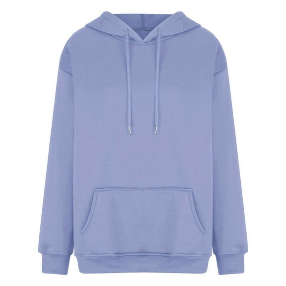 Hoodies for Women Solid Fall Sweatshirt Casual Long Sleeve Drawstring Pocket Ladies Pullover Tops