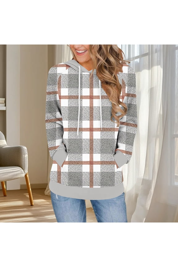 Womens Sweatshirts Hoodies for Women Stripe Print Basics Sweatshirt Loose Fit Cute Hoodie Drawstring Fall Pullover Tops with Pocket