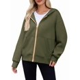 thumbnail image 1 of Hoodies for Women Sweatshirt Zip Up Hoodie Fall Fashion Trendy Long Sleeve Jackets Winter Clothing Outfits  Green S, 1 of 6