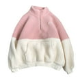thumbnail image 1 of Hoodies for Women Thick Long Sleeve Color Block Full Zip Up Hooded Sweatshirt Loose Casual Fall Winter Warm Jackets, 1 of 7