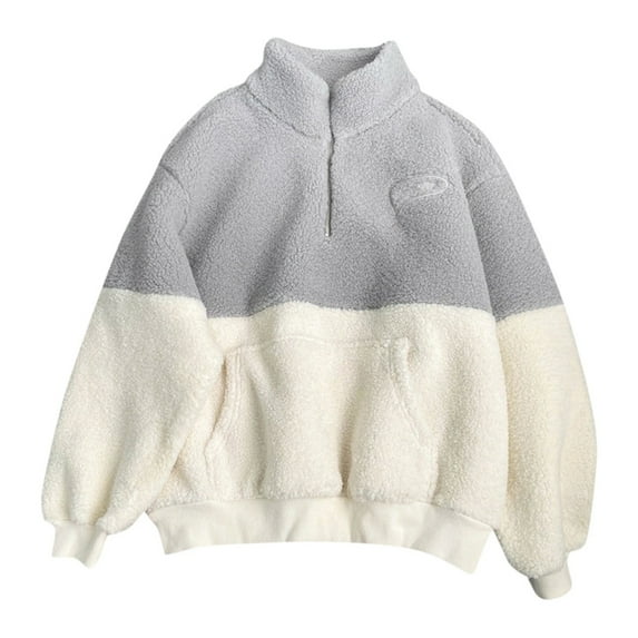 Hoodies for Women Thick Long Sleeve Color Block Full Zip Up Hooded Sweatshirt Loose Casual Fall Winter Warm Jackets