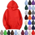 thumbnail image 1 of Hoodies for Women Trendy Casual Fashion Solid Long Sleeved Round Neck Sports Streetwear Vintage Hooded Sweatshirt, 1 of 6