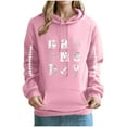 thumbnail image 1 of Hoodies for Women Trendy Cheap Ndbuld Women's Printed Off Shoulder Sleeves Long Sleeved Hooded Sweatshirt Pink 2XL, 1 of 3