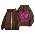 thumbnail image 1 of Hoodies for Women Trendy Fall Oversized Hooded Long Sleeve Bell Drop Shoulder Drawstring Heart Print Leisure Cotton Sweatshirts Tops(Coffee,L), 1 of 4