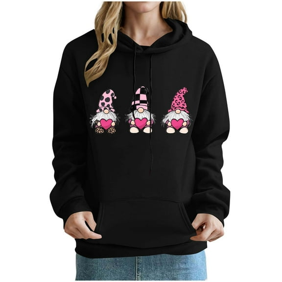 Hoodies for Women Valentines Drawstring Pullover Hoodie Casual Loose Print Hoodies with Pockets