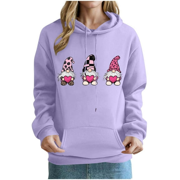Hoodies for Women Valentines Drawstring Pullover Hoodie Casual Loose Print Hoodies with Pockets