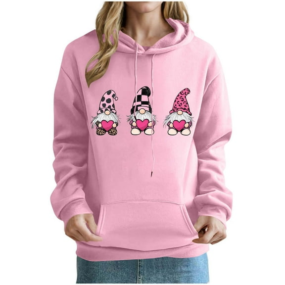 Hoodies for Women Valentines Drawstring Pullover Hoodie Casual Loose Print Hoodies with Pockets