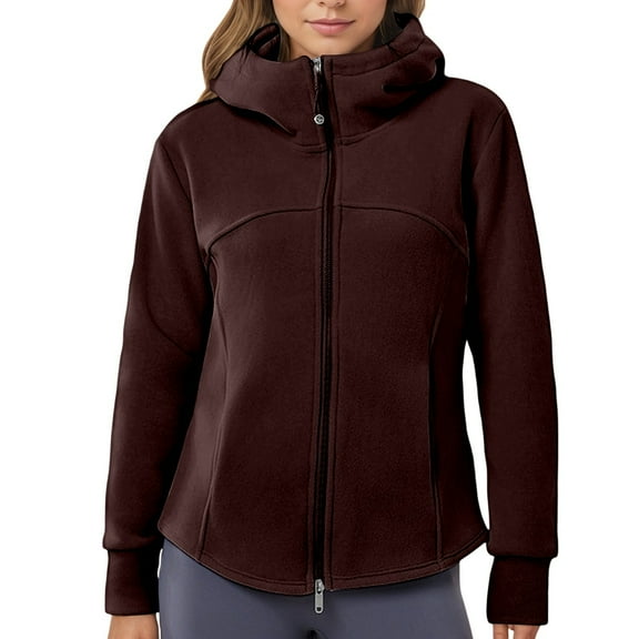 Hoodies for Women Winter Fleece Full Zip Up Long Sleeve Solid Color Jackets Casual Sherpa Lined Pullover Sweatshirts