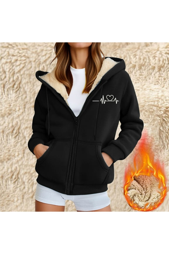 Hoodies for Women Winter Fleece Sweatshirt Thick Sherpa Coat Heavyweight Windproof Jacket Warm Casual Cozy Hooded Jacket