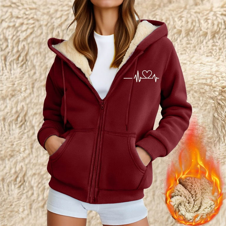 Hooded Fleece Heavyweight Fleece Jacket Ladies Hoodies For