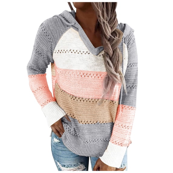 Hoodies for Women Zip Up Fall Loose Fit Hooded Long Sleeve Kimono Drop Shoulder Hoody Solid Color Leisure Ribbed Knit Hoodie Sweatshirts(Pink,XXL)