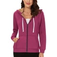 thumbnail image 1 of Hoodies for Women Zip Up Long Sleeve Tunic Full Zipper Hooded Sweatshirt Casual Loose Solid Color Jacket with Hood (Hot Pink L), 1 of 6