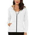 thumbnail image 1 of Hoodies for Women Zip Up Long Sleeve Tunic Full Zipper Hooded Sweatshirt Casual Loose Solid Color Jacket with Hood (White L), 1 of 5