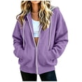 thumbnail image 1 of Hoodies for Women fall Casual Long Sleeve Sweatshirts 2026 Lightweight Comfort Soft Plus Size Jackets, Purple, XL, 1 of 6
