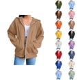 thumbnail image 1 of Hoodies for Women with Pockets Long Sleeve Casual Full Zipper Hooded Sweatshirt Jacket Outerwear, 1 of 7