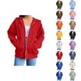 thumbnail image 1 of Hoodies for Women with Pockets Long Sleeve Casual Full Zipper Hooded Sweatshirt Jacket Outerwear, 1 of 7