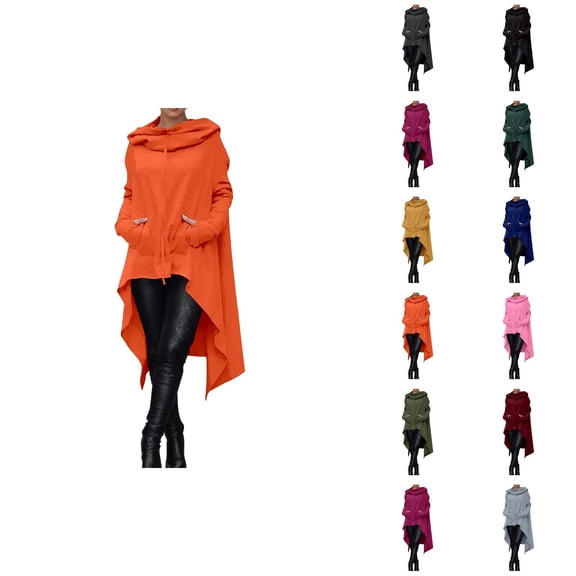 Hoodies for Women with Pockets Long Sleeve Irregular Hem Solid Color Casual Sweatshirt Hoodie Pullover Tops