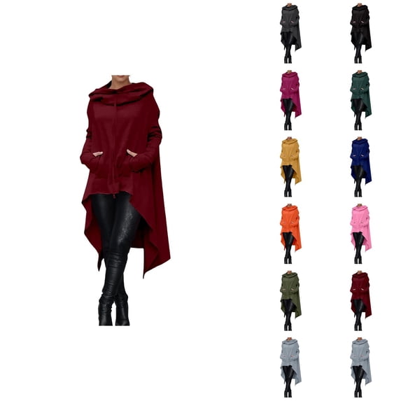 Hoodies for Women with Pockets Long Sleeve Irregular Hem Solid Color Casual Sweatshirt Hoodie Pullover Tops