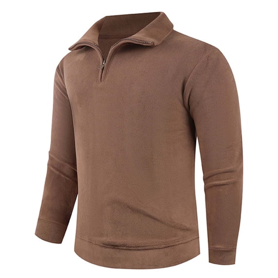 Hoodless Jackets for Men Casual Casual Long Sleeve Half Zipper Coat Lapel Collar Casual Jackets Fleece Coats
