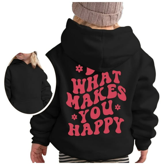 Hoodless Sweatshirt Girls Girl's Hoodie Long Sleeve Soft Sweatshirt Graphic Hoody Kids Cute Pullovers Top Clothes for Girls Clothes Black-1, 4-5 Years
