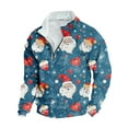 thumbnail image 1 of Hoodless Sweatshirt for Men Casual Fashion Hoodie Christmas Printed Stand Collar Zipper Long Sleeve Loose Pullover Tops, 1 of 3