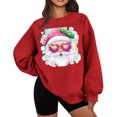thumbnail image 1 of Hoodless Sweatshirt for Women Long Sleeve Round Neck Christmas Print Loose Thin Fleece Pullover Sweatshirt, 1 of 5