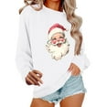 thumbnail image 1 of Hoodless Sweatshirts for Women Christmas Print V Neck Christmas Long Sleeve Pullover Solid Color Casual Tops, 1 of 6