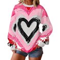 thumbnail image 1 of Hoodless Sweatshirts for Women Round Neck Love Heart Casual Sports Long Sleeve Sweatshirt Pullover Tops, 1 of 9