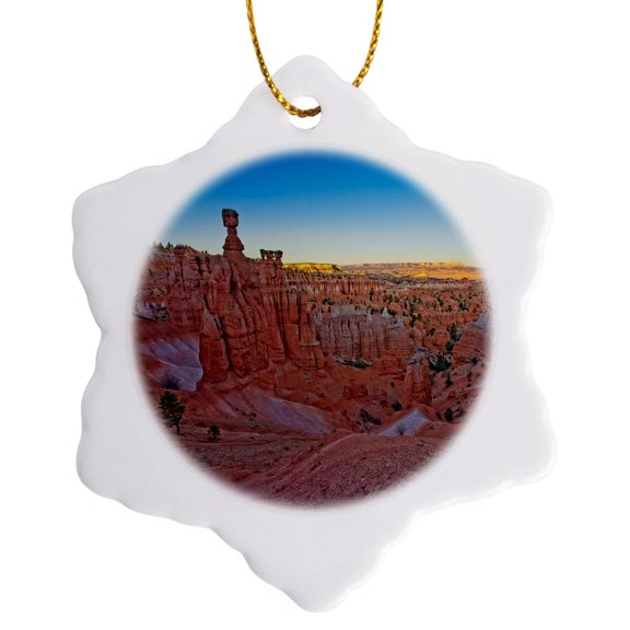3drose, Hoodoo Formations at Sunset in Bryce Canyon, 3 inch Snowflake Porcelain Ornament