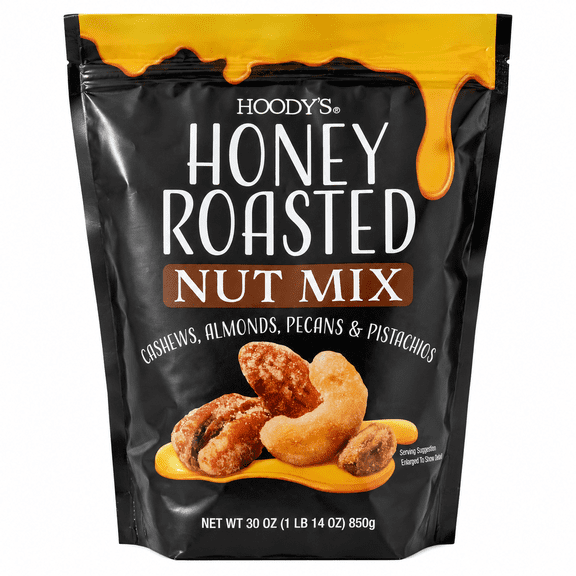 Hoodys Honey Roasted Nut Mix, Cashews, Almonds, Pecans & Pistachios, Sweet & Crunchy Snack, 30 oz (850 g)