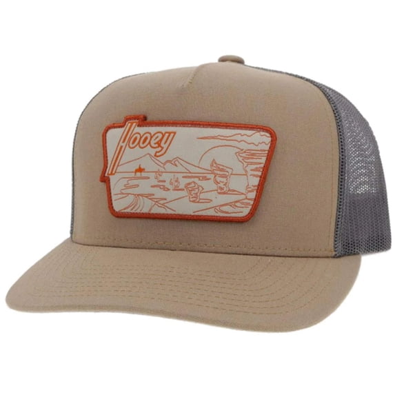 Hooey Men's Davis 5-panel Tan Grey Trucker Cap 2141T-TNGY