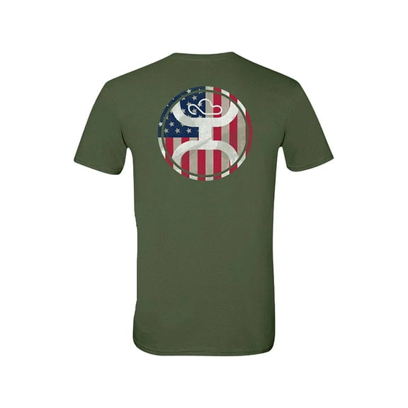 Hooey Men's 2.0 USA Circle Short Sleeve T Shirt Military Green Medium