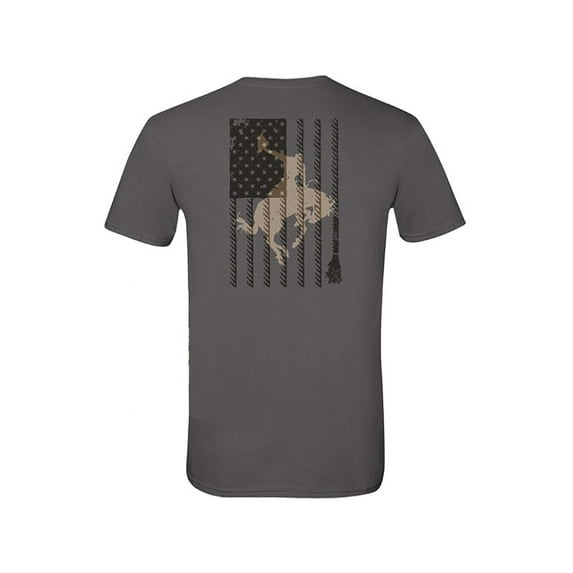 Hooey Men's Bronc Flag Short Sleeve T Shirt Charcoal Medium
