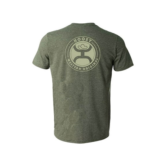 Hooey Men's Outline Circle Short Sleeve T Shirt Heather Military Green Large