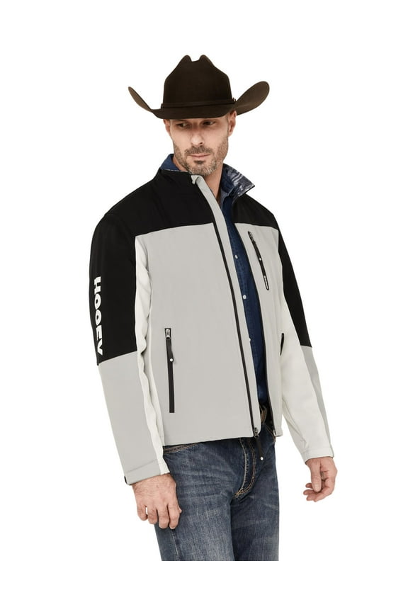 Men's Softshell Grey  Black Logo Jacket HJ092CH